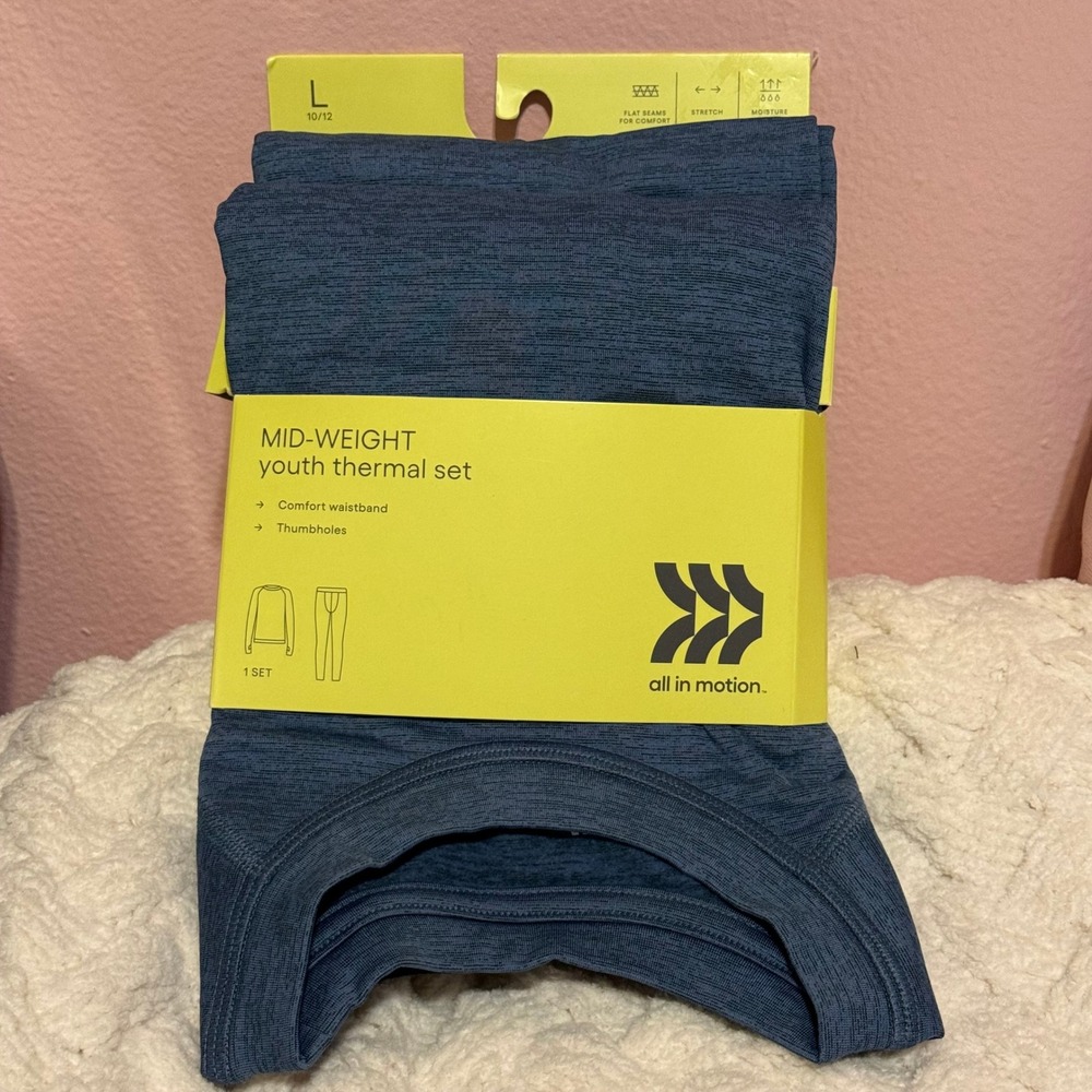 All In Motion Youth Thermal Set L 10/12 Heather Blue Base Layer